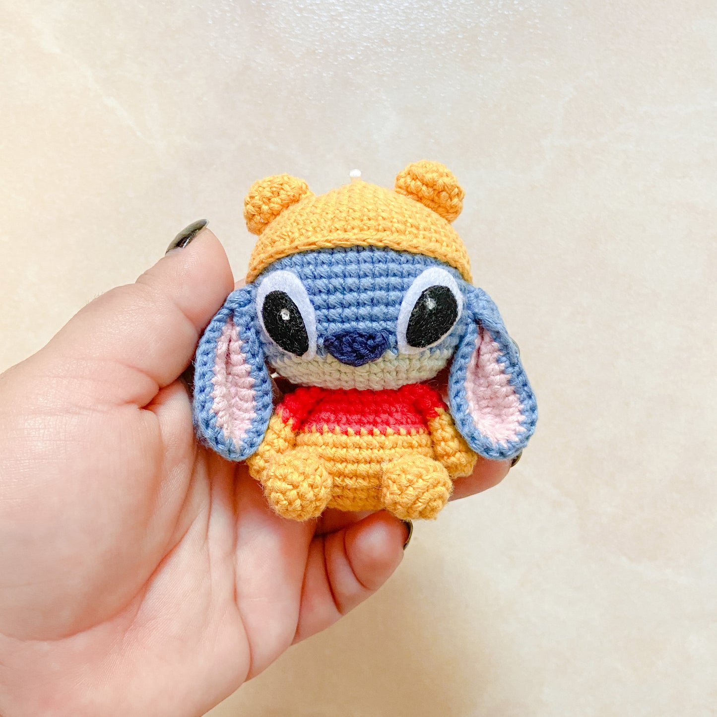 Stitch in Winnie the pooh Suit